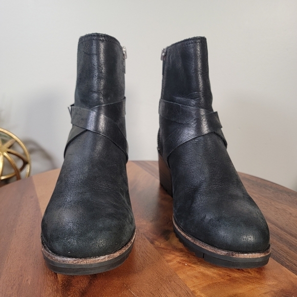 Sorel Cate Black Leather Waterproof Moto Boots Size 7.5 - Picture 5 of 17